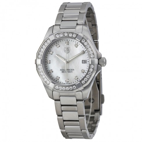 Tag Heuer Aquaracer Mother of Pearl Diamond Dial Stainless Steel Ladies Watch WAY1314.BA0915 watches