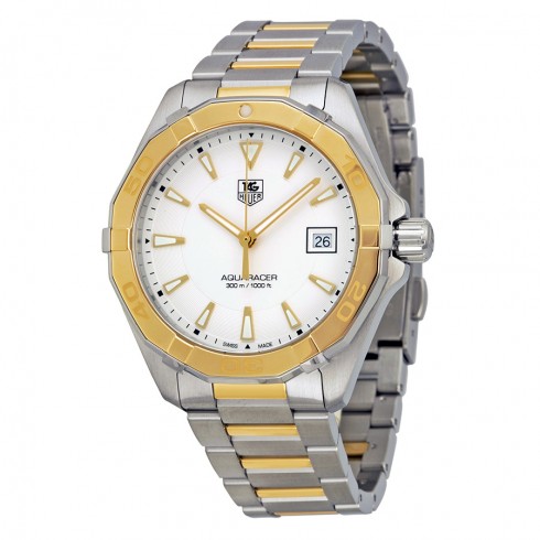 Tag Heuer Aquaracer Silver Dial Stainless Steel with 18kt Yellow Gold Men's Watch WAY1151.BD0912 watches