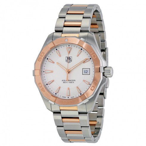 Tag Heuer Aquaracer Silver Dial Steel and 18kt Rose Gold Men's Watch WAY1150.BD0911 watches