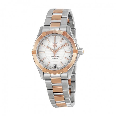Tag Heuer Aquaracer White Dial Stainless Steel and 18kt Rose Gold Ladies Watch WAP2350BD0838 watches