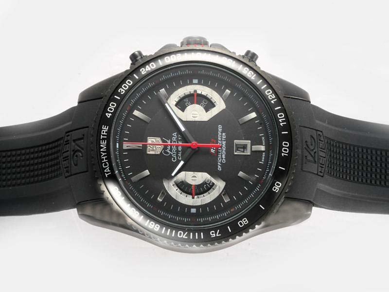 TAG Heuer Baselworld 2009 17 RS2 Round Black Dial Black Rubber Strap Watch watches