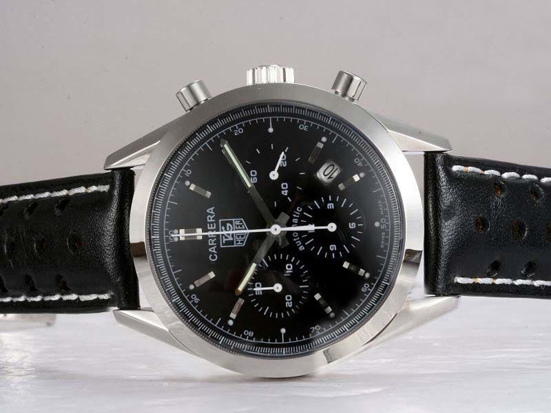 TAG Heuer Carrera 47120/000P-9216 Stainless Steel Bezel Stainless Steel Case Black Dial Watch watches