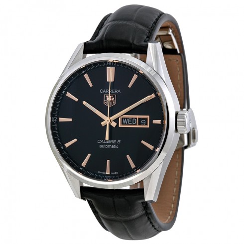 Tag Heuer Carrera Automatic Black Dial Black Leather Men's Watch WAR201CFC6266 watches