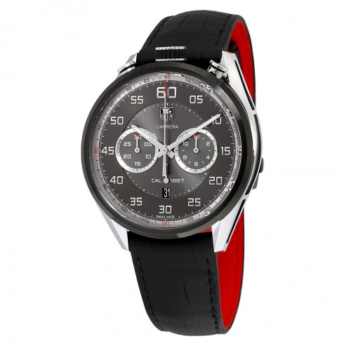 Tag Heuer Carrera Automatic Chronograph Black Dial Black Leather Men's Watch CAR2C12FC6327 watches