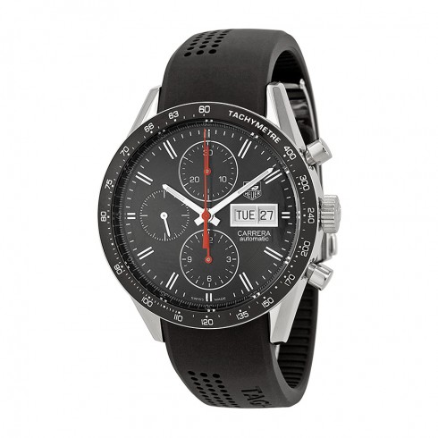 Tag Heuer Carrera Automatic Chronograph Black Dial Black Rubber Men's Watch CV201AHFT6014 watches
