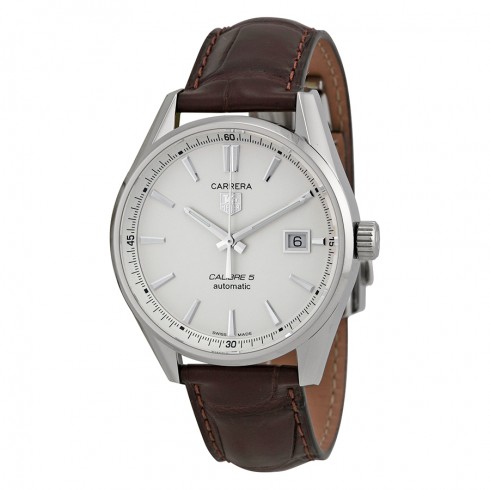 Tag Heuer Carrera Automatic Silver Dial Brown Leather Men's Watch WAR211BFC6181 watches