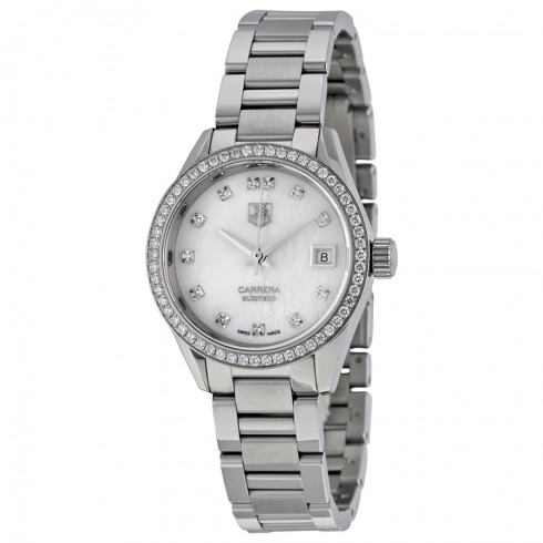 Tag Heuer Carrera Automatic White Mother of Pearl Dial Stainless Steel Ladies Watch WAR2415.BA0776 watches