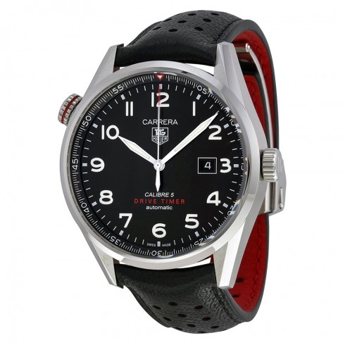 Tag Heuer Carrera Black Dial Black Leather Men's Watch WAR2A10FC6337 watches