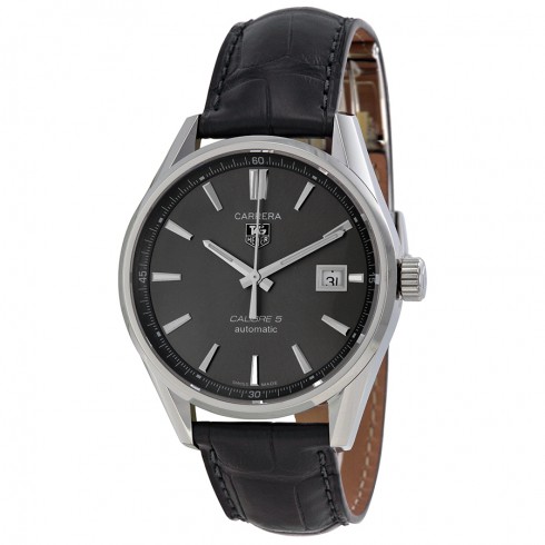 Tag Heuer Carrera Calibre 5 Anthracite Dial Leather Men's Watch WAR211CFC6336 watches