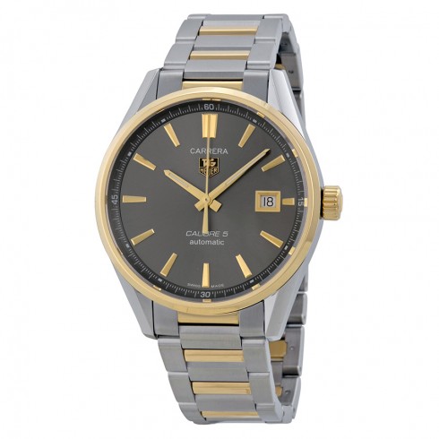 Tag Heuer Carrera Calibre 5 Anthracite Dial Stainless Steel Yellow Gold Men's Watch WAR215CBD0783 watches