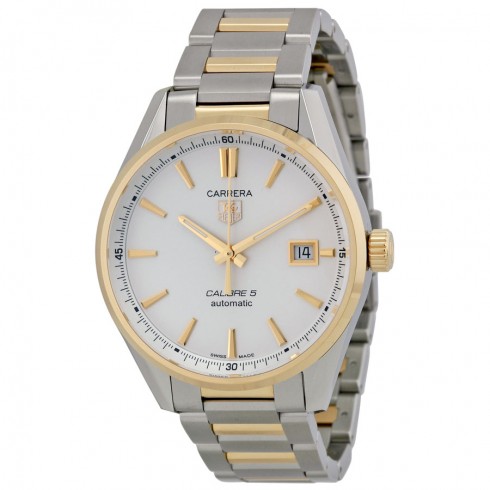 Tag Heuer Carrera Calibre 5 Automatic Silver Dial Two-tone Watch WAR215BBD0783 watches