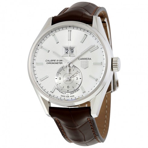Tag Heuer Carrera Calibre 8 Automatic Silver Dial Brown Leather Men's Watch WAR5011.FC6291 watches