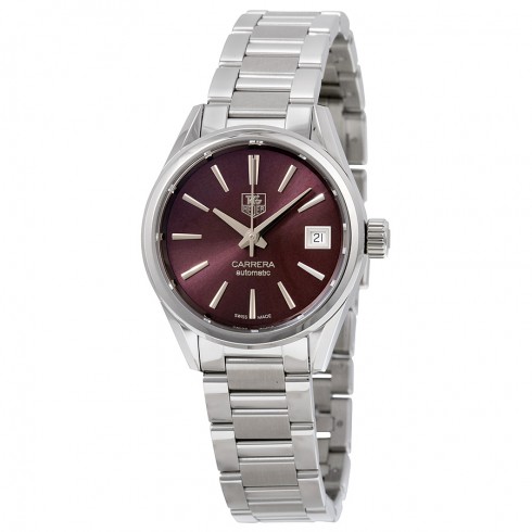 Tag Heuer Carrera Calibre 9 Burgundy Dial Stainless Steel Automatic Ladies Watch WAR2417.BA0776 watches