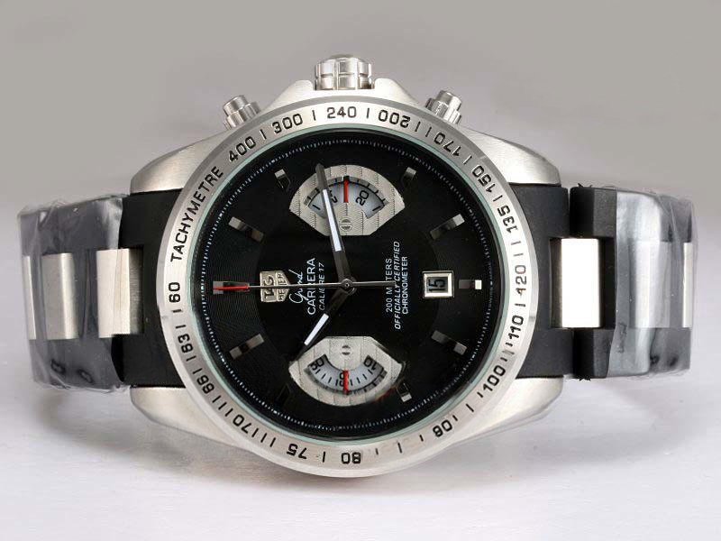 TAG Heuer Carrera CAV511A.FC6225 Black Dial Black Rubber Strap Watch watches