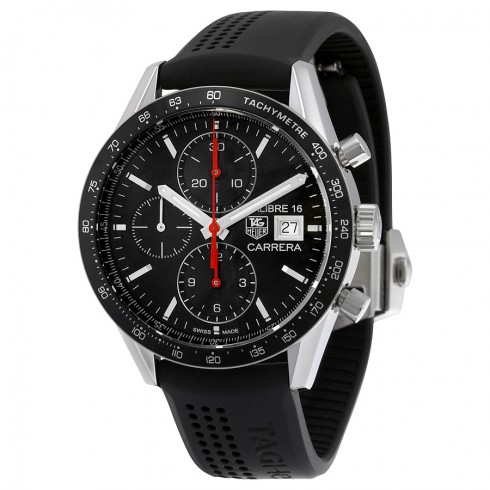 Tag Heuer Carrera Chronograph Automatic Black Dial Black Rubber Men's Watch CV201AK.FT6040 watches
