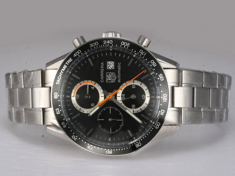 TAG Heuer Carrera CV2010.BA0786 41mm Black Dial Silver Stainless Steel Strap Watch watches
