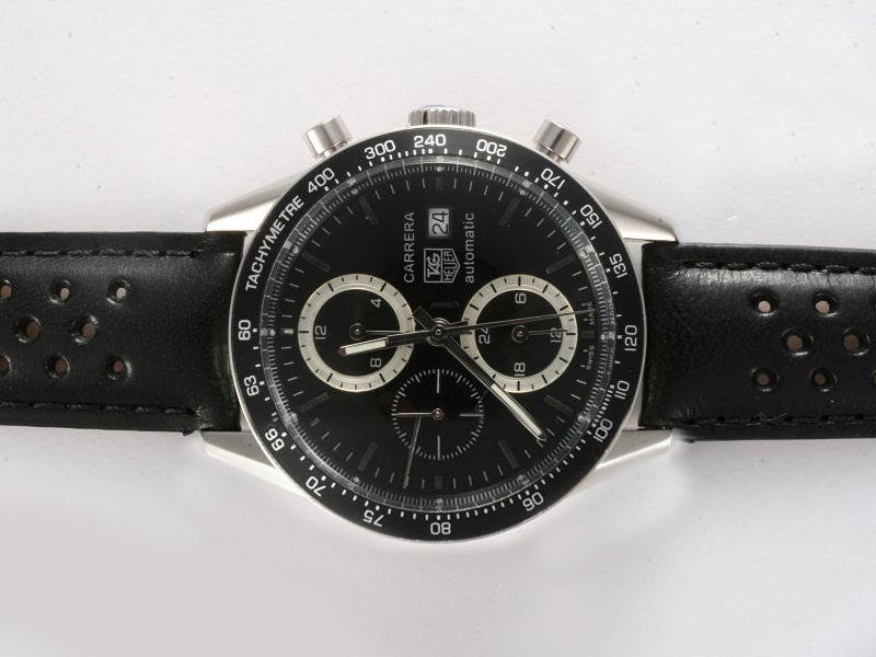 TAG Heuer Carrera CV2010.BA0786 Mens 41mm Black Cow Leather Strap Watch watches
