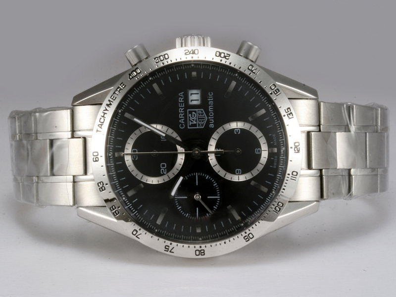 TAG Heuer Carrera CV2016.BA0786 41mm Black Dial Silver Stainless Steel Strap Watch watches
