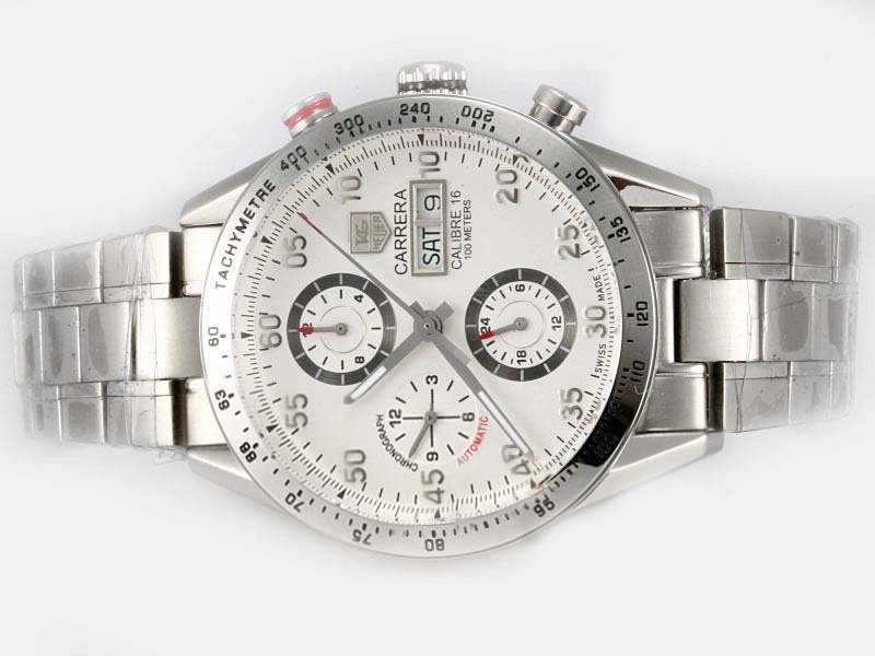 TAG Heuer Carrera CV2A11.BA0796 Silver Stainless Steel Strap White Dial Watch watches