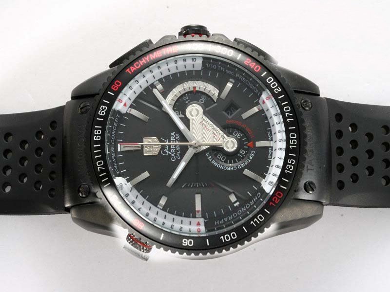 TAG Heuer Carrera Grand Carrera Calibre 36 RS PVD Case Black Dial Round Watch watches