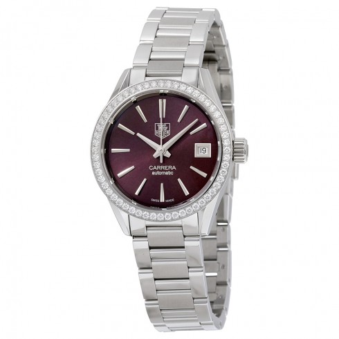 Tag Heuer Carrera Maroon Dial Stainless Steel Ladies Watch WAR2418BA0776 watches