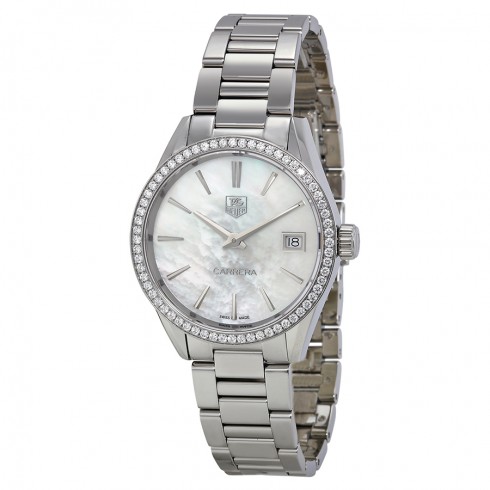 Tag Heuer Carrera Mother of Pearl Dial Diamond Stainless Steel Ladies Watch WAR1315BA0778 watches