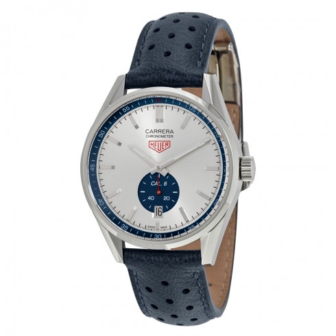 Tag Heuer Carrera Silver Dial Blue Leather Watch WV5111FC6350 watches