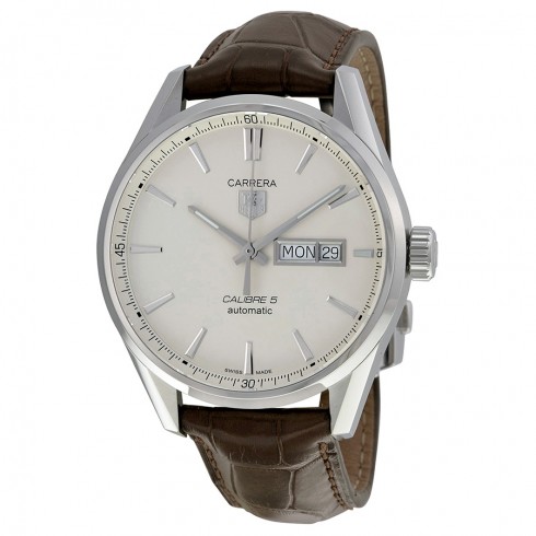 Tag Heuer Carrera Silver Dial Brown Leather Men's Watch WAR201BFC6291 watches