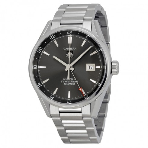 Replica Tag Heuer Carrera Twin Time Calibre 7 Anthracite Dial Stainless Steel Men's Watch WAR2012.BA0723 Watch