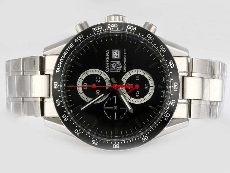 TAG Heuer Carrera wj1110-0SQ4820 Round Quartz Chronograph Black Dial Watch watches
