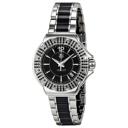 Tag Heuer F1 Black Dial Steel and Ceramic Black Diamond Bezel Ladies Watch WAH1216.BA0859 watches