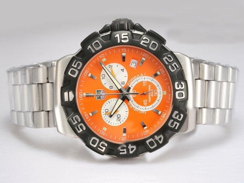 TAG Heuer Formula 1 CAC1112.BA0850 PVD Bezel Quartz Chronograph Orange Dial Watch watches