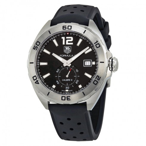 Tag Heuer Formula 1 Calibre 6 Automatic Black Dial Black Rubber Men's Watch WAZ2110FT8023 watches