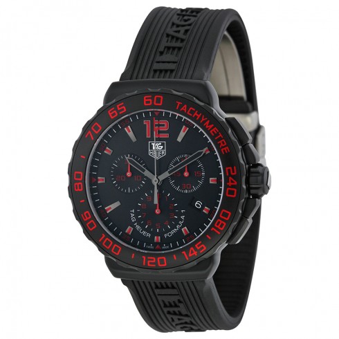 Tag Heuer Formula 1 Chronograph Black and Red Dial Black Rubber Men's Watch CAU111DFT6024 watches