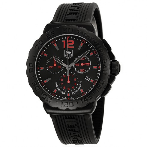 Tag Heuer Formula 1 Chronograph Black Dial Black Rubber Men's Watch CAU111A.FT6024 watches