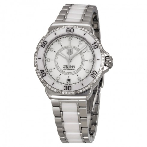 Tag Heuer Formula 1 Diamond Automatic Steel and White Ceramic Ladies Watch WAU2213.BA0861 watches