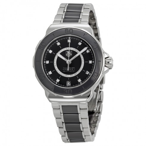 Tag Heuer Formula 1 Diamond Steel and Black Ceramic Ladies Watch WAU2210.BA0859 watches