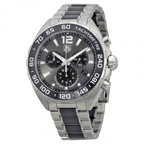 Tag Heuer Formula 1 Grey Dial Stainless Steel and Black Ceramic Men's Watch CAZ1111.BA0878 watches