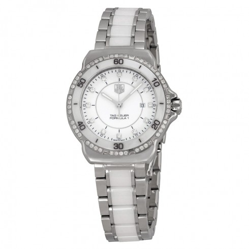Tag Heuer Formula 1 White Diamond Dial Steel and Ceramic Ladies Watch WAH1313.BA0868 watches