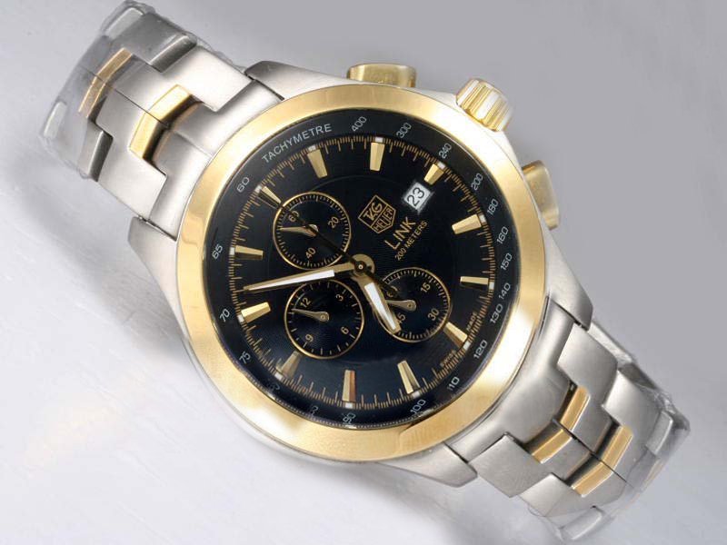 TAG Heuer Link CJF2150.BB0595 18K Gold Case Round Black Dial Watch watches