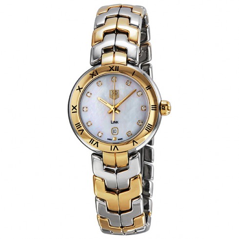 Tag Heuer Link Diamond Mother of Pearl Dial 18kt Gold and Stainless Steel Ladies Watch WAT1453.BB0955 watches