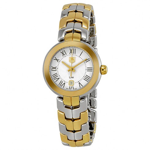 Tag Heuer Link Silver Guilloche Dial 18k Yellow Gold and Stainless Steel Ladie watches