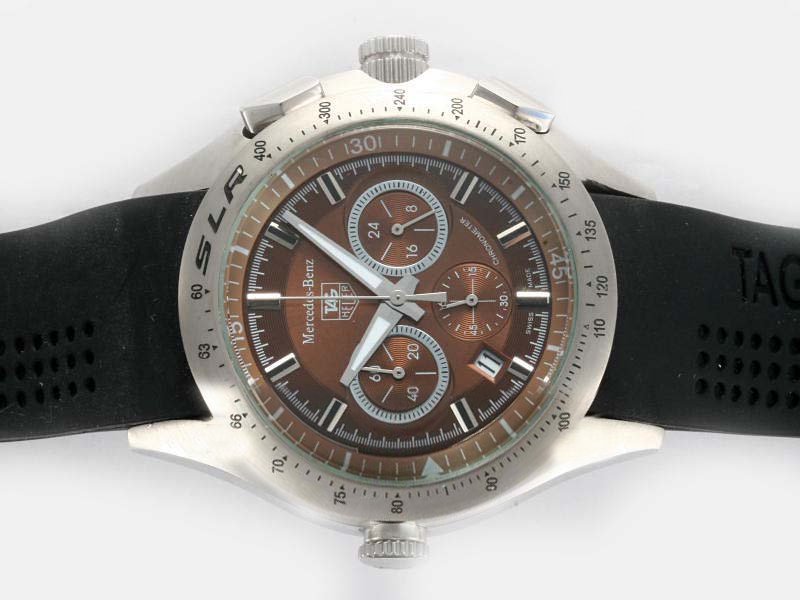 TAG Heuer Mercedes Benz SLR CAG2110.FC6209 Brown Dial Stainless Steel Bezel Black Rubber Strap Watch watches