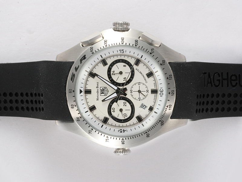 TAG Heuer Mercedes Benz SLR CAG2111.BA0253 Round Black Ostrich Leather Strap Watch watches