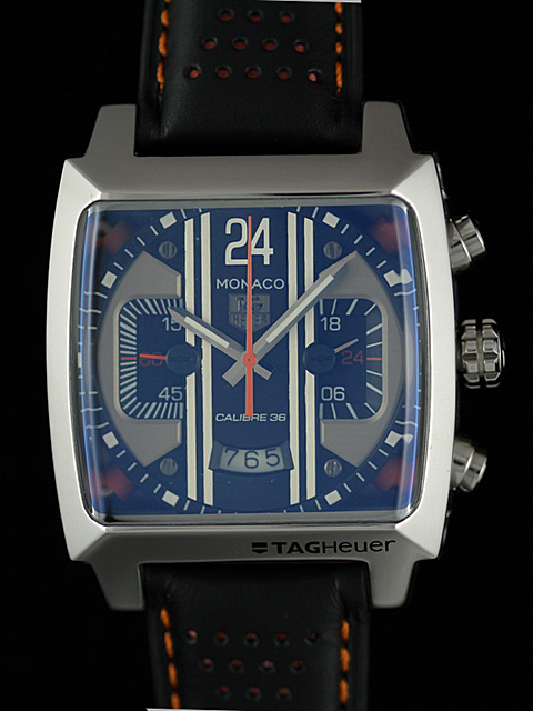 TAG Heuer Monaco CAL5112-FC6298 Black Ostrich Leather Strap 40.5mm Blue Dial Watch watches