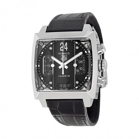 Tag Heuer Monaco Chronograph Black Dial Black Leather Men's Watch CAL5113FC6329 watches