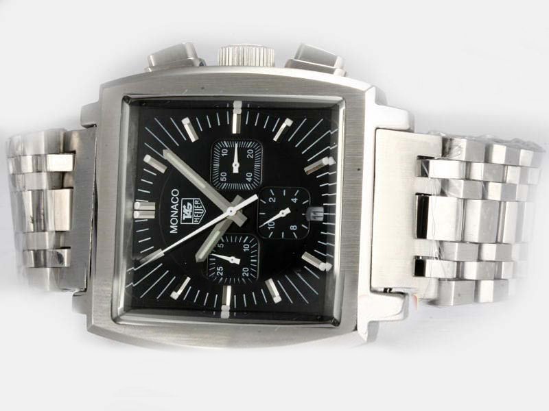 TAG Heuer Monaco Monaco Calibre 12 Stainless Steel Case 40x40mm Black Dial Watch watches