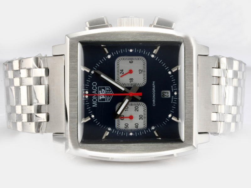 TAG Heuer Monaco Monaco Calibre 12 Stainless Steel Case Square Black Dial Watch watches