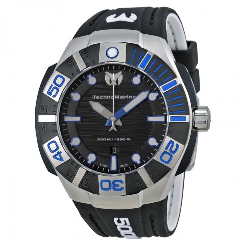 TechnoMarine Black Reef Black Dial Black Silicone Unisex Watch 513001 watches