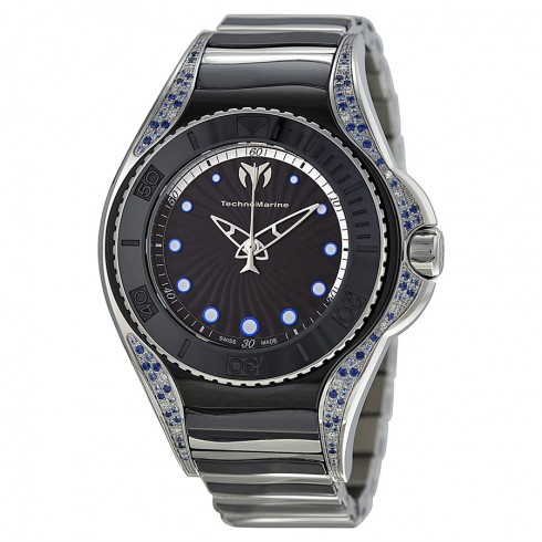 TechnoMarine Blue Manta Black Dial Stainless Steel Ladies Watch 213005 watches